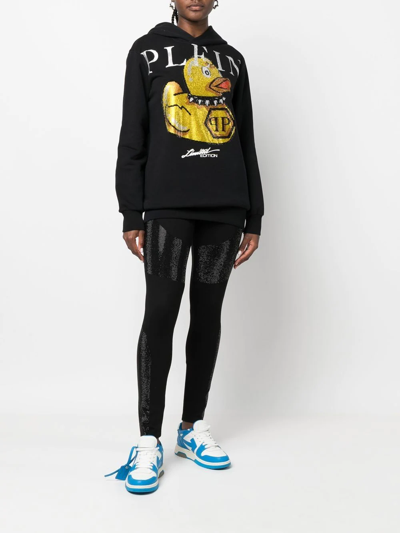 Shop Philipp Plein Logo Graphic Print Hoodie In Neutrals