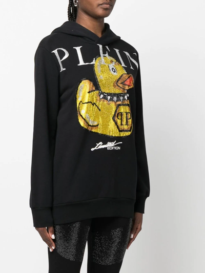 Philipp Plein Logo Graphic Print Hoodie In Neutrals