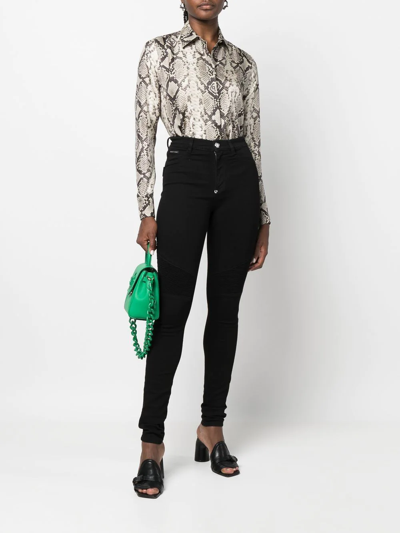 Philipp Plein Snakeskin-print Button-down Shirt In Neutrals