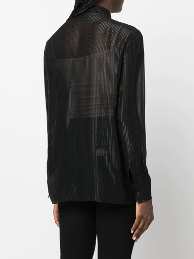 Philipp Plein Semi-sheer Button-down Shirt In Black