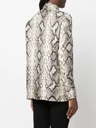 Philipp Plein Snakeskin-print Button-down Shirt In Neutrals