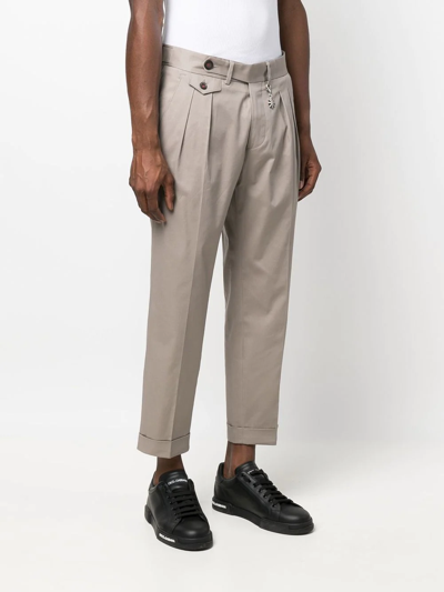Manuel Ritz Pleat-detail Cropped Trousers In Neutrals