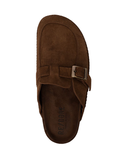 Re/done 70s Moc Suede Slides In Brown