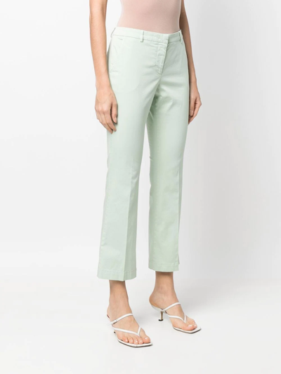 Shop Pt Torino Low-rise Four-pocket Cropped Trousers In Green