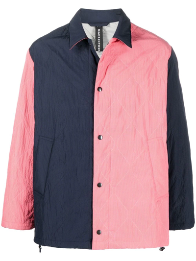 Shop Mackintosh Fun Teeming Colour Block Coach Jacket In Blue