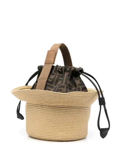 Fendi Woven Sun Hat In Neutrals