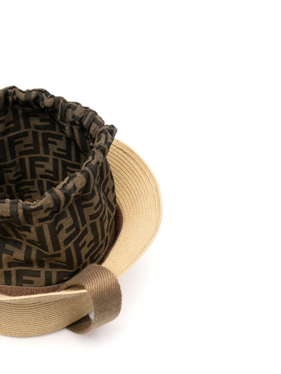 Fendi Woven Sun Hat In Neutrals