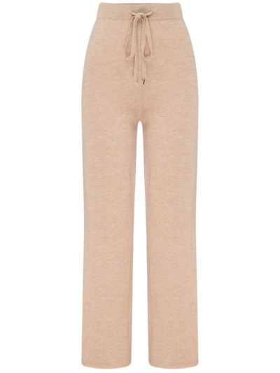 Shop Rebecca Vallance Melanie Knitted Drawstring Trousers In Neutrals