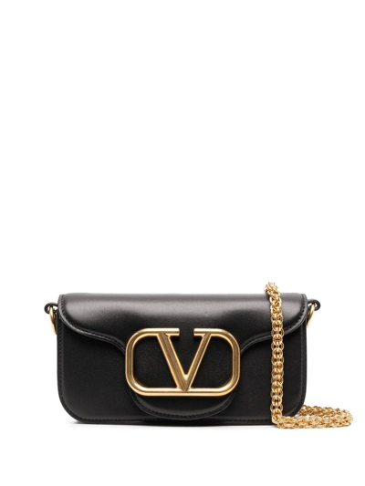 Valentino Vlogo Loco Small Leather Shoulder Bag In Black