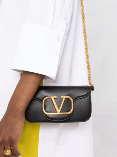 Valentino Vlogo Loco Small Leather Shoulder Bag In Black