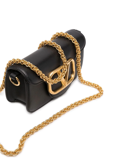 Valentino Vlogo Loco Small Leather Shoulder Bag In Black