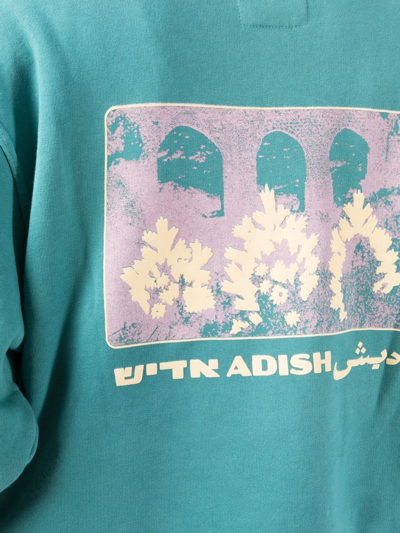 Shop Adish Graphic-print Cotton Hoodie In Blue