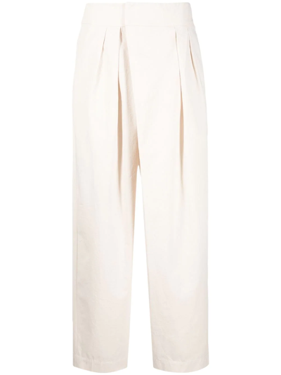 Shop Uma Wang Cotton Tailored Trousers In Neutrals
