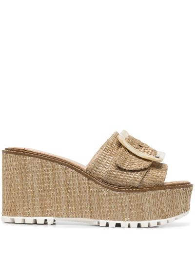 Shop Sam Edelman Livi Platform Wedges In Braun