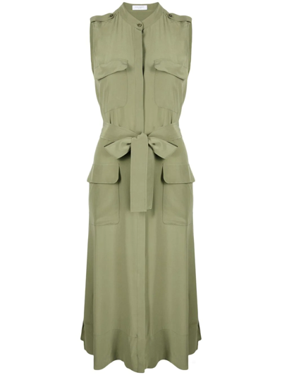 Shop Equipment Sleeveless Belted Shirt Dress In Green