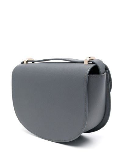 Shop Apc Genève Saffiano Leather Shoulder Bag In Grey