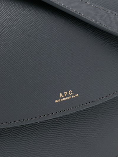 Shop Apc Genève Saffiano Leather Shoulder Bag In Grey
