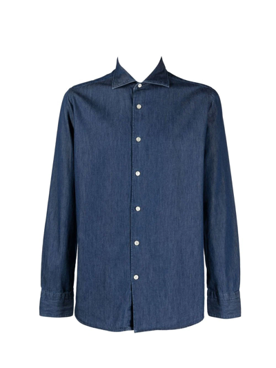 Shop Tintoria Mattei Long-sleeve Denim Shirt In Blue