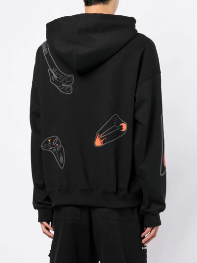 Shop We11 Done Graphic-print Cotton Hoodie In Schwarz