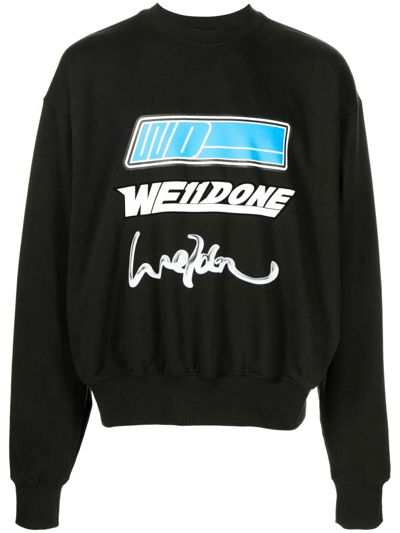 Shop We11 Done Logo-print Crew-neck Sweatshirt In Schwarz