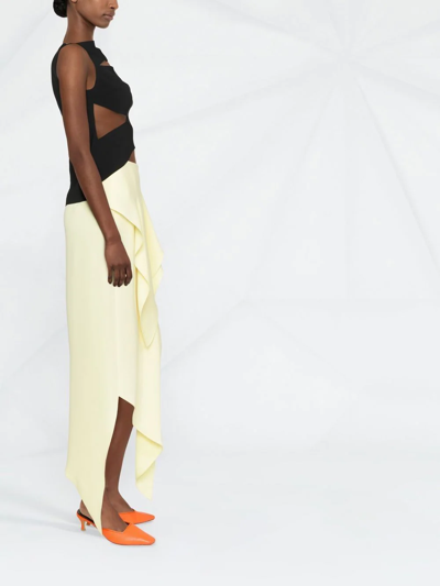 Shop A.w.a.k.e. Asymmetric Draped Skirt In Yellow