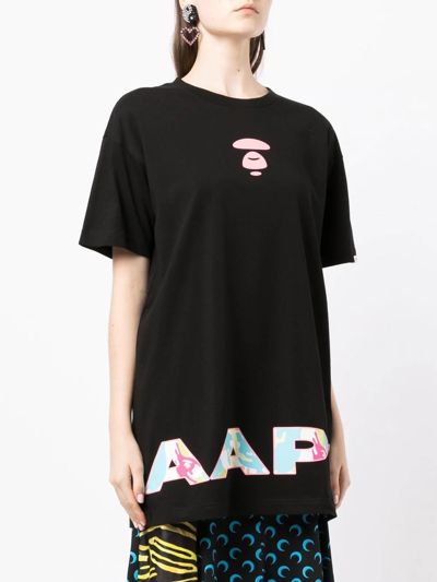 Shop Aape By A Bathing Ape Logo Print T-shirt In Schwarz