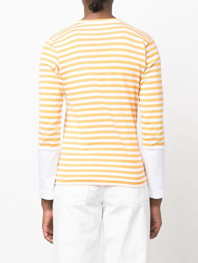 Shop Comme Des Garçons Play Striped Long-sleeve T-shirt In Yellow