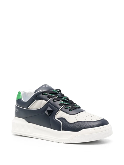 Shop Valentino Roman Stud Lace-up Sneakers In Blue