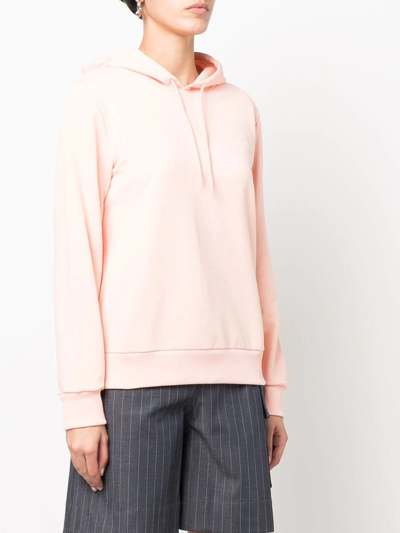 Shop Apc Embroidered Drawstring Hoodie In Pink