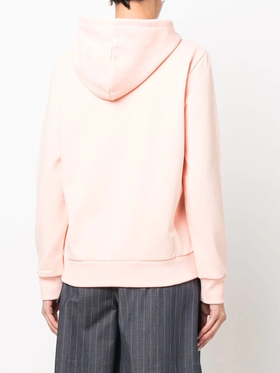 Shop Apc Embroidered Drawstring Hoodie In Pink