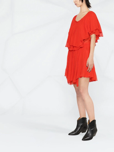 Isabel Marant Amelie Layered Silk-chiffon Dress In Rosso | ModeSens
