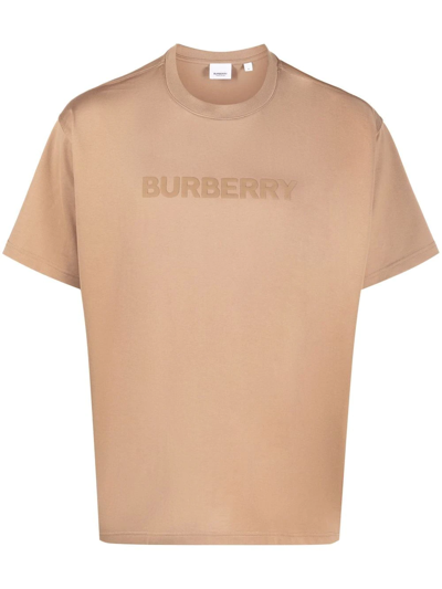 Shop Burberry Raised Logo-print T-shirt In Nude
