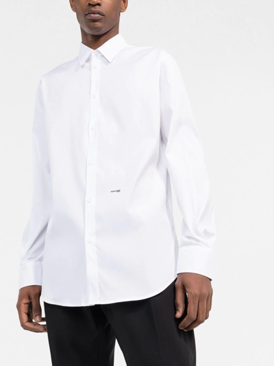 Shop Dsquared2 Logo Detail Cotton Shirt In Weiss