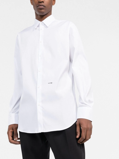 Dsquared2 Embroidered-logo Detail Shirt In Weiss
