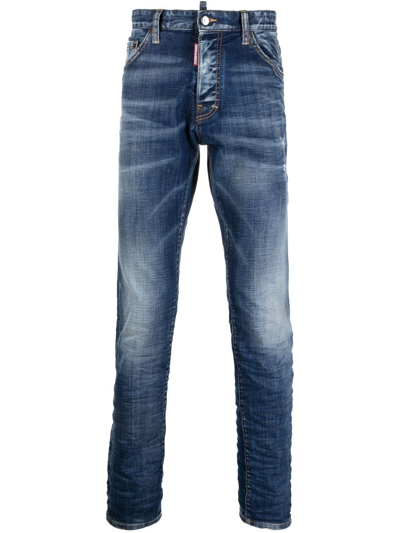 Dsquared2 Stonewashed Skinny Jeans In Blau