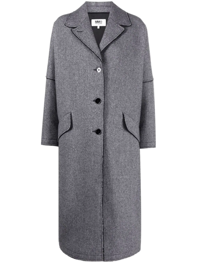 Shop Mm6 Maison Margiela Single-breasted Tweed Coat In Grau