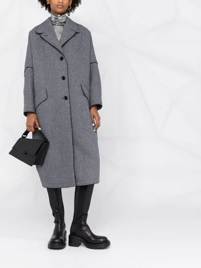 Mm6 Maison Margiela Oversized Button-front Seamed Wool Coat In Grau