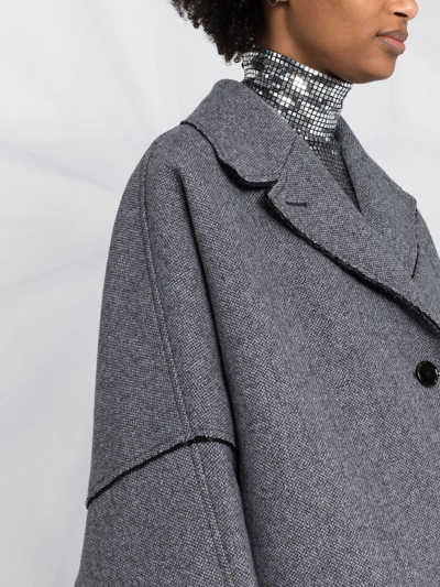 Mm6 Maison Margiela Oversized Button-front Seamed Wool Coat In Grau
