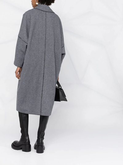 Mm6 Maison Margiela Oversized Button-front Seamed Wool Coat In Grau