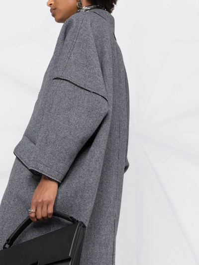 Shop Mm6 Maison Margiela Single-breasted Tweed Coat In Grau