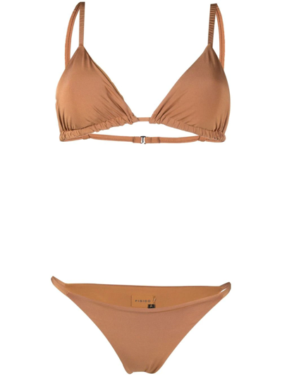 Shop Fisico Triangle-cup Bikini Set In Braun