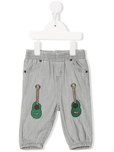 Shop Stella Mccartney Guitar-embroidered Straight Jeans In Grey