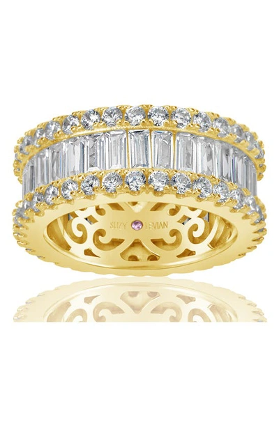 Suzy Levian 14k Gold Vermeil Cz Eternity Band Ring In Gold