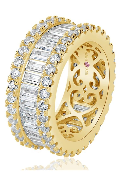 Suzy Levian 14k Gold Vermeil Cz Eternity Band Ring In Gold