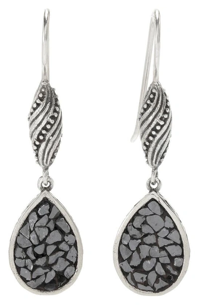 Shop Samuel B. Sterling Silver Rough Diamond Drop Earrings In Black