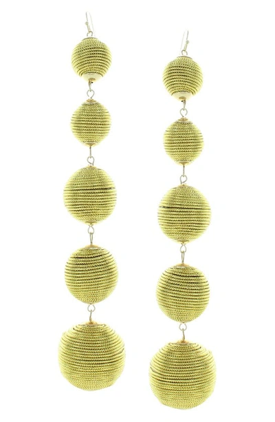 Shop Olivia Welles Graduated Threaded Ball Drop Earrings In Gold