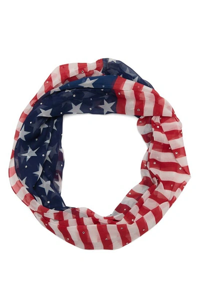 Shop Collection Xiix American Flag Embellished Infinity Scarf In Red/ White/ Blue