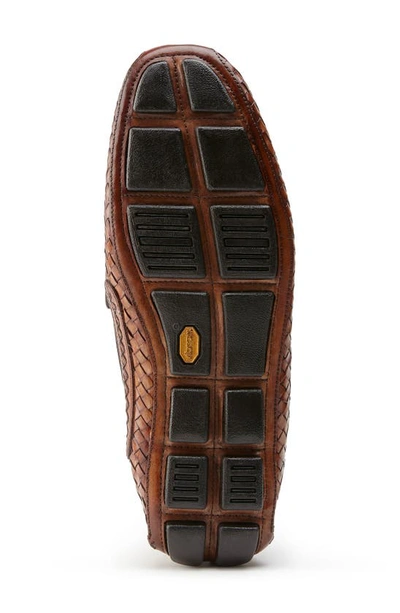 J And M Collection Dayton Woven Penny Driver In Brown Italian Calfskin