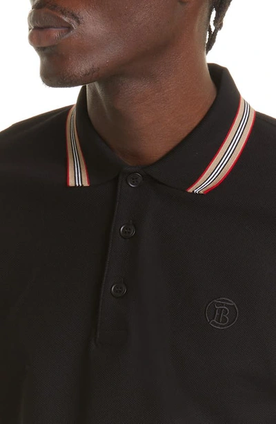 Shop Burberry Pierson Tb Embroidered Cotton Piqué Polo In Black