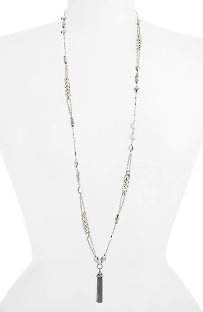 Shop Gas Bijoux Filou Tassel Long Necklace In Silver